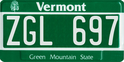 VT license plate ZGL697