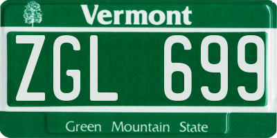 VT license plate ZGL699