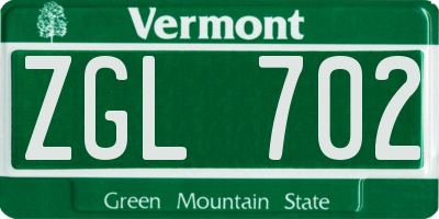 VT license plate ZGL702