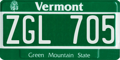 VT license plate ZGL705