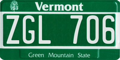 VT license plate ZGL706