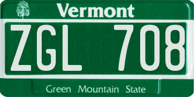 VT license plate ZGL708