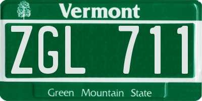 VT license plate ZGL711
