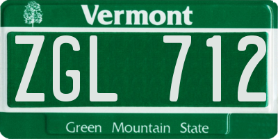 VT license plate ZGL712