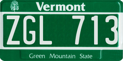 VT license plate ZGL713