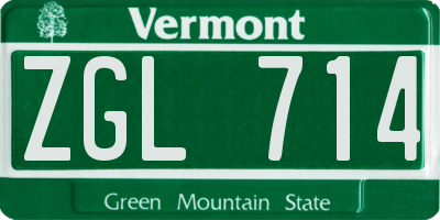 VT license plate ZGL714
