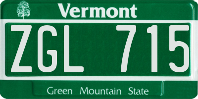VT license plate ZGL715