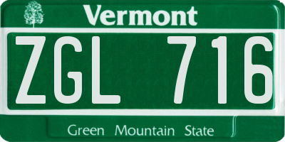 VT license plate ZGL716