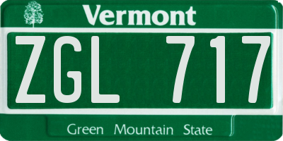 VT license plate ZGL717