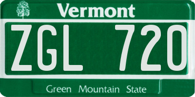 VT license plate ZGL720