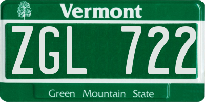 VT license plate ZGL722