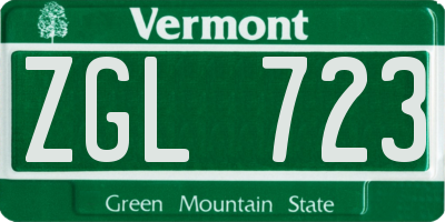 VT license plate ZGL723