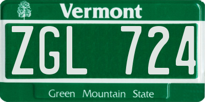 VT license plate ZGL724