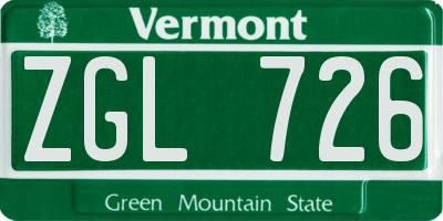 VT license plate ZGL726