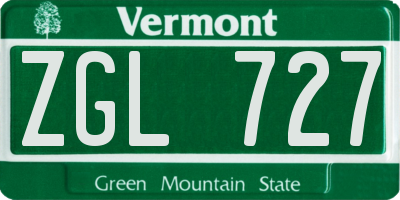 VT license plate ZGL727