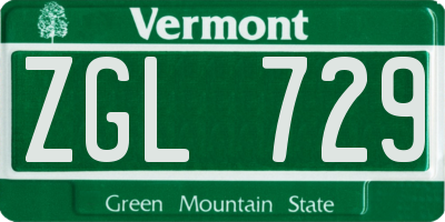 VT license plate ZGL729