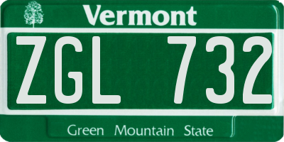 VT license plate ZGL732