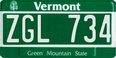VT license plate ZGL734