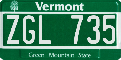 VT license plate ZGL735