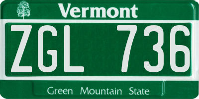 VT license plate ZGL736