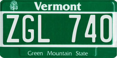 VT license plate ZGL740