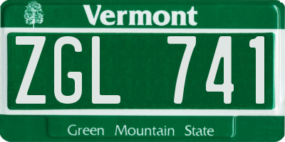 VT license plate ZGL741