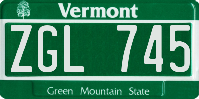 VT license plate ZGL745