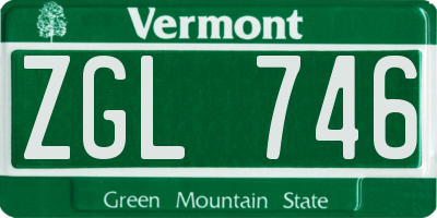 VT license plate ZGL746