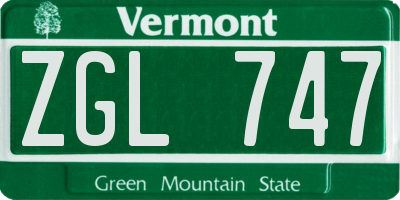 VT license plate ZGL747