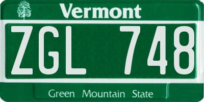 VT license plate ZGL748