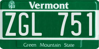 VT license plate ZGL751