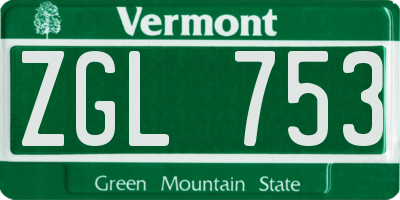 VT license plate ZGL753