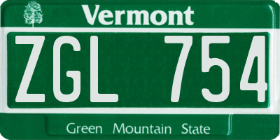 VT license plate ZGL754