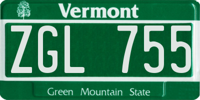 VT license plate ZGL755