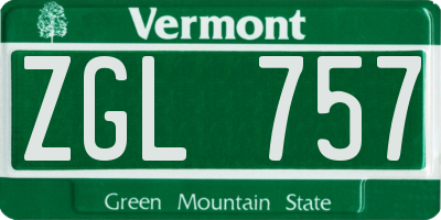 VT license plate ZGL757