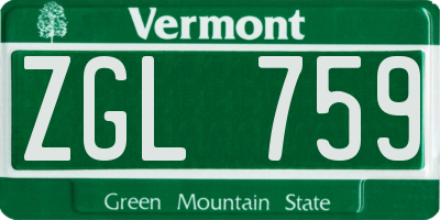 VT license plate ZGL759