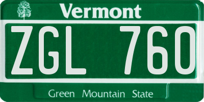 VT license plate ZGL760