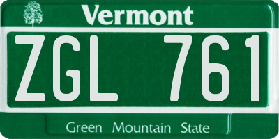 VT license plate ZGL761