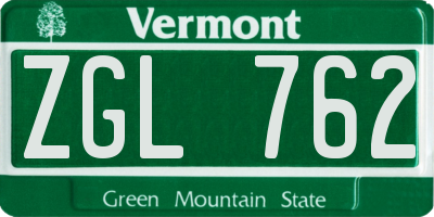 VT license plate ZGL762