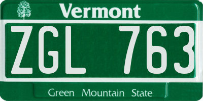 VT license plate ZGL763