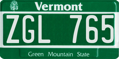 VT license plate ZGL765