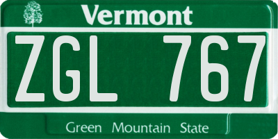VT license plate ZGL767