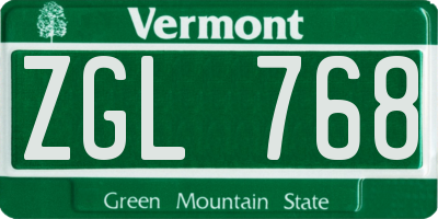 VT license plate ZGL768