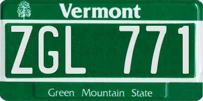 VT license plate ZGL771