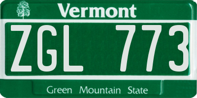 VT license plate ZGL773