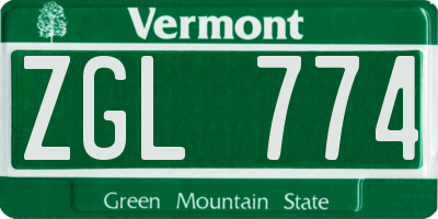 VT license plate ZGL774