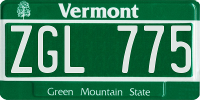 VT license plate ZGL775