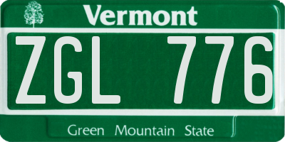 VT license plate ZGL776