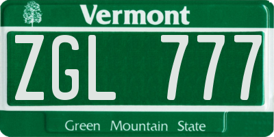 VT license plate ZGL777