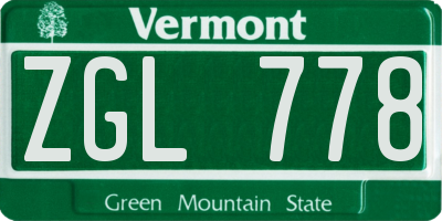 VT license plate ZGL778